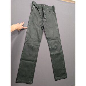 Joseph London Lambskin Leather Pants Green Slim 5-Pocket Size 34